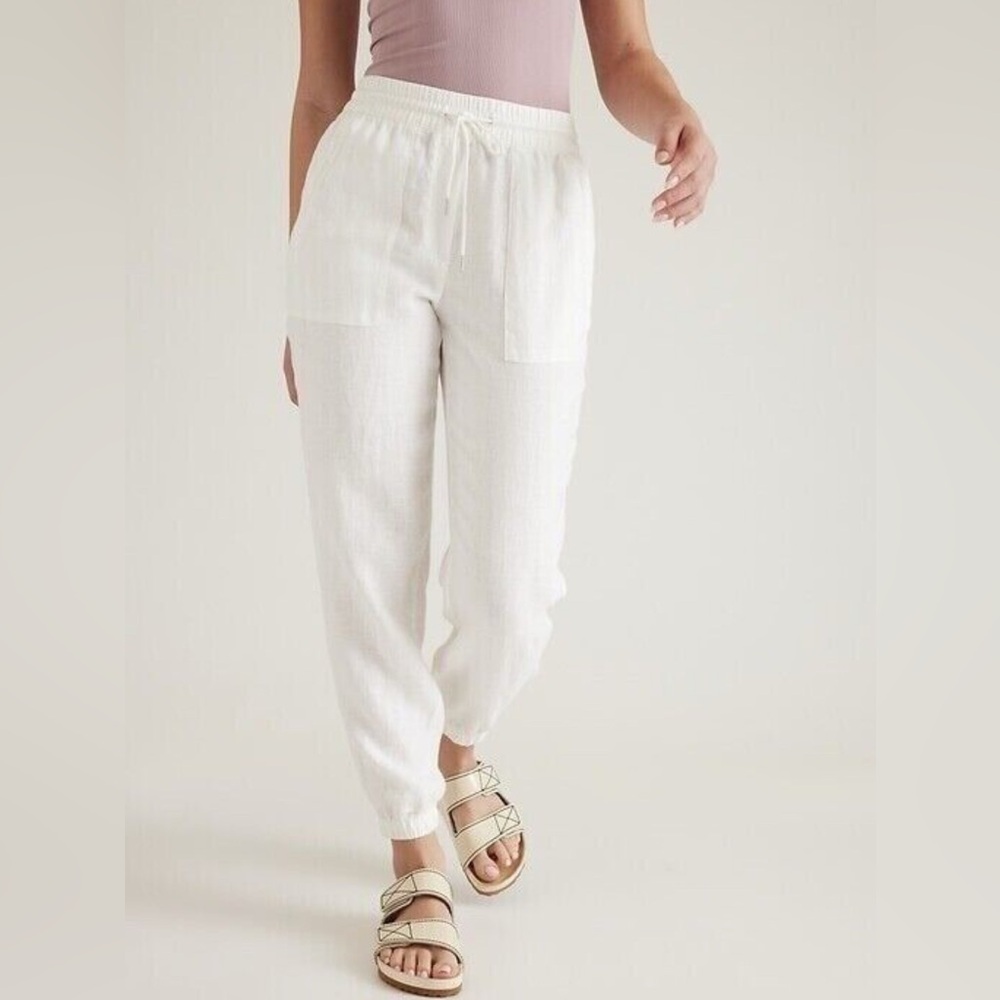Athleta White Drawstring Jogger Pants